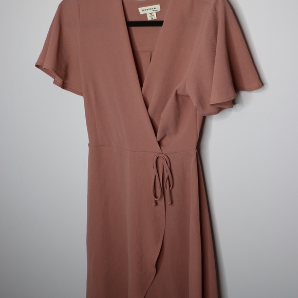 Monteau Pink Wrap Front Dress Size Small - Picture 3 of 7